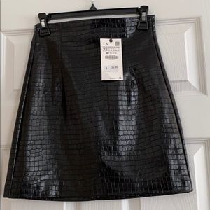 Zara leather snakeskin skirt